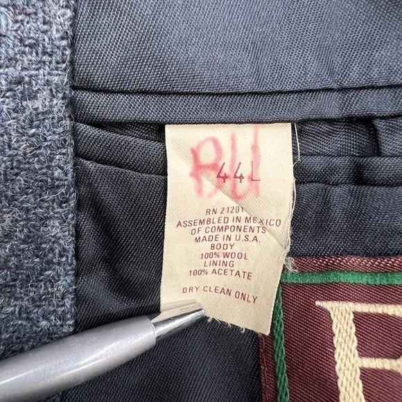 Vintage Farah Tweed Blazer Jacket Sport Coat Mens 44L Long Wool Grayish Navy